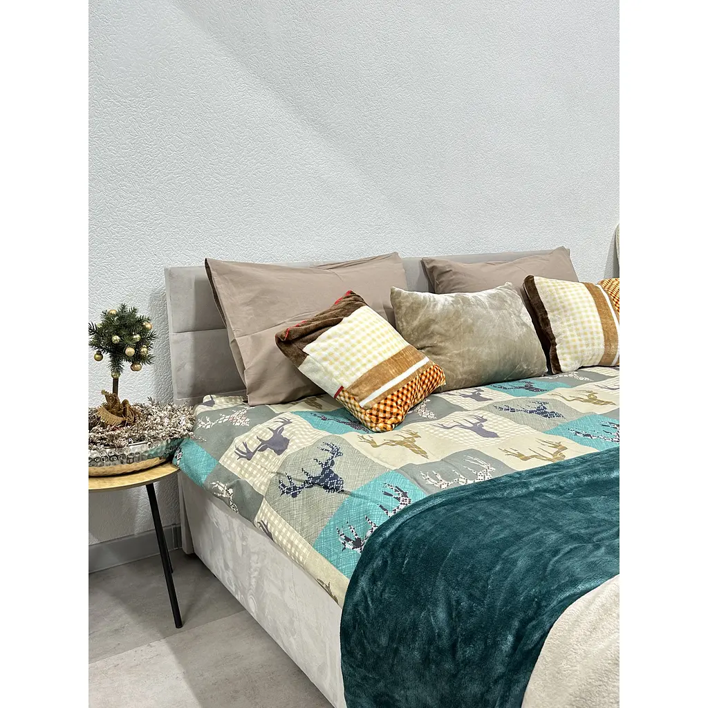 Комплект постільної білизни Ecotton двоспальний 29345-3 Оленi на зеленому (24414) - фото 3