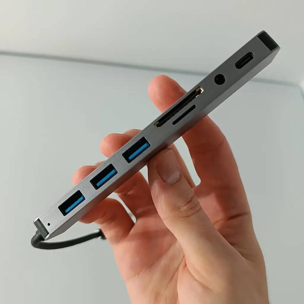 USB концентратор 8 в 1/USB хаб з 4 USB-портами, Type-C порт, TF/SD-картридер, аудіо вихід - фото 8