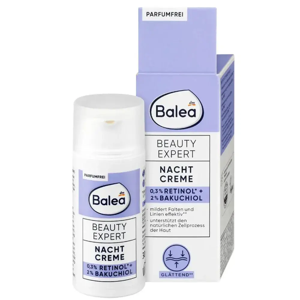 Нічний крем Balea Nachtcreme Beauty Expert з ретинолом 0,3% та 2% бакучіолу 30 мл