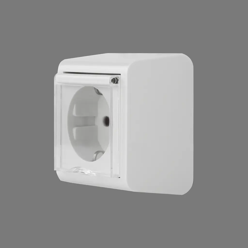 Розетка Ovivo Electric Nivo, одинарна з заземленням, з кришкою, та шторками, накладна, біла - фото 4