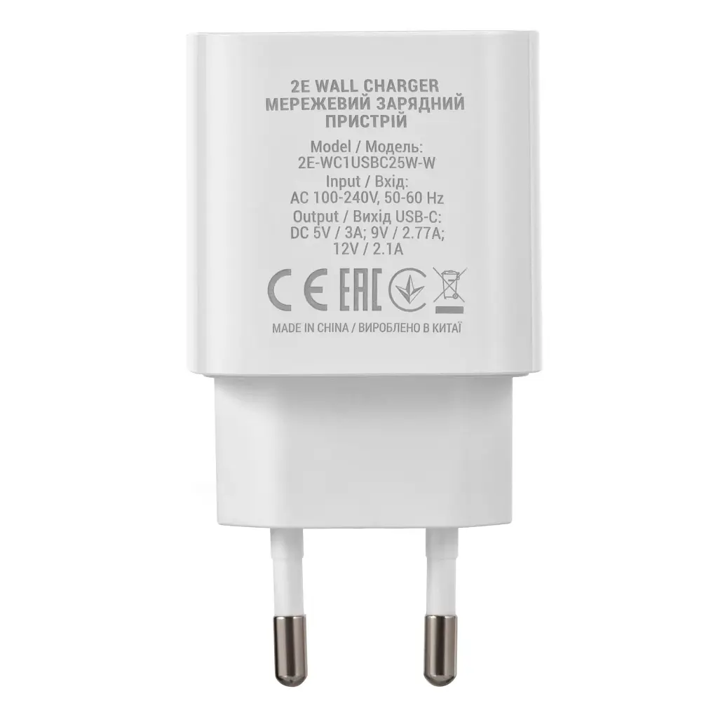 Мережевий зарядний пристрій 2E (1USB 3A) 25W White (2E-WC1USBC25W-W) - фото 3
