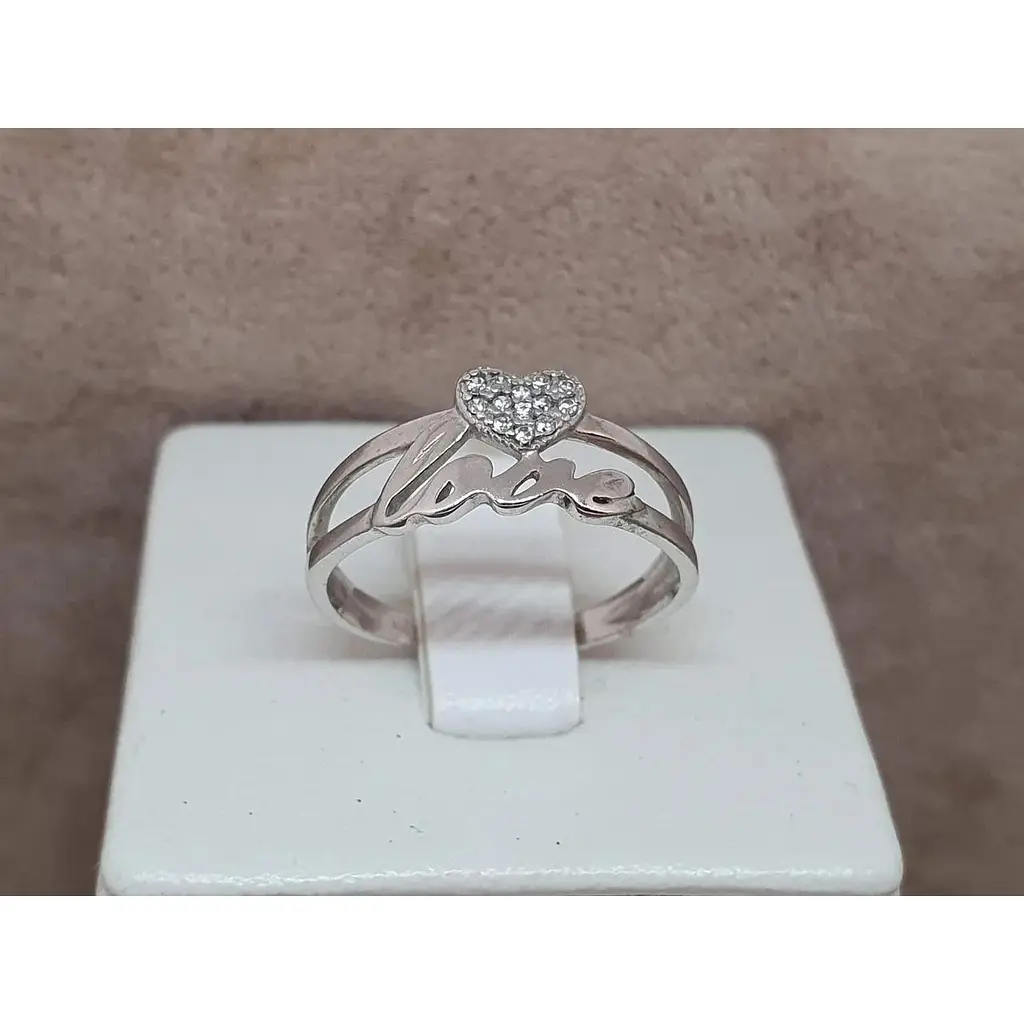 Срібне кільце Агні КОХАННЯ з фіанітами. 1216/1Р-CZ 17,5 - фото 4