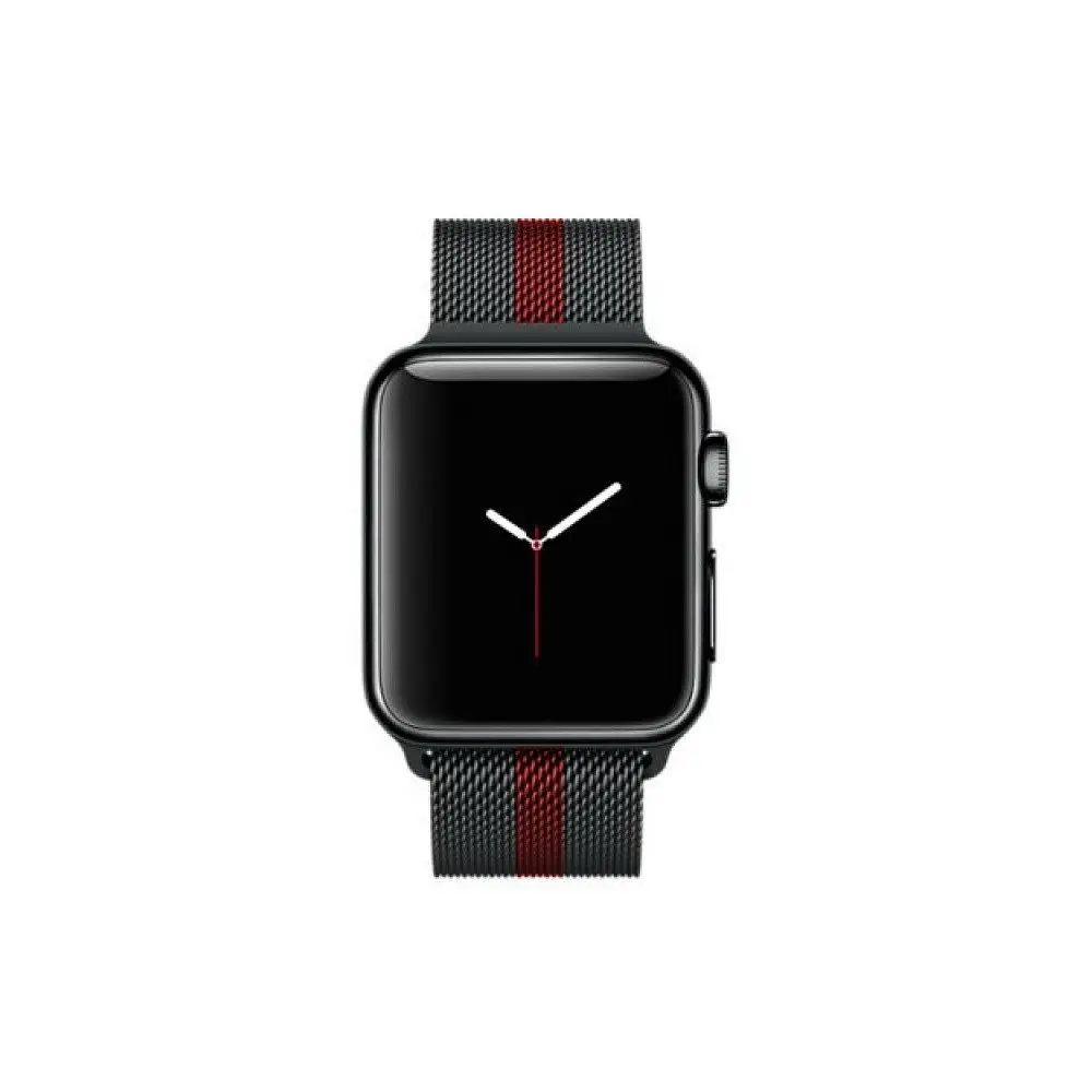 Ремінець Creasted для годинника Milanese loop steel bracelet Apple watch, 38 40 мм Black red - фото 3