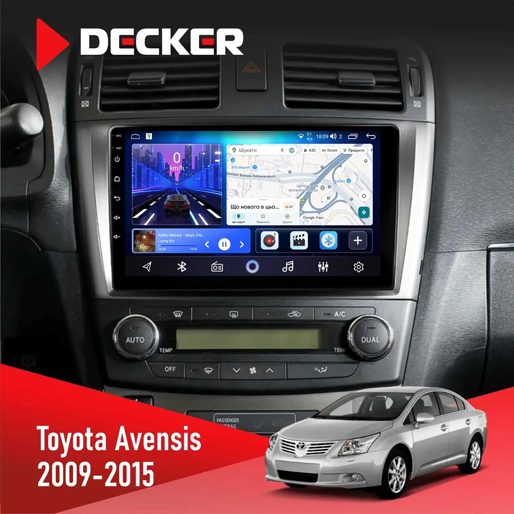 Штатна магнітола Toyota Avensis 2008-2015 Black Decker D9-006 4x64, 4G Decker (НФ-00009000)