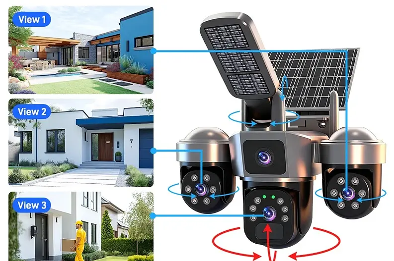 Вулична 4G камера DF01  15Мп  з 3 лінзами  сонячна панель зарядки прожектор акумулятор 10000мАг  PIR сенсор руху - фото 6