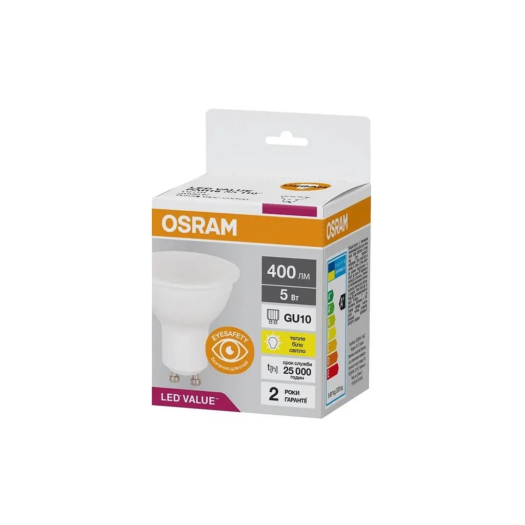 Лампочка Osram LED VALUE, PAR16, 5W, 3000K, GU10 (4058075689510) - фото 2