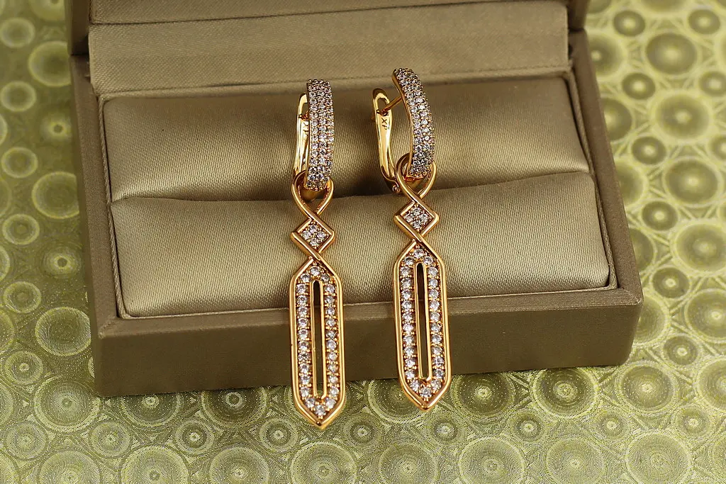 Сережки підвіски Xuping Jewelry Королівський контур 4,9 см золотисті - фото 2