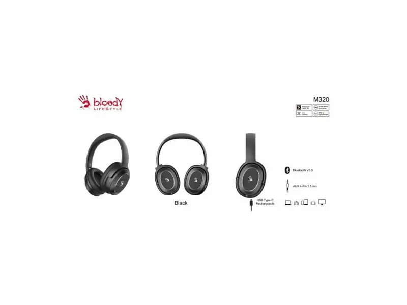 Навушники з мікрофоном A4Tech Bloody M320 Black - фото 5