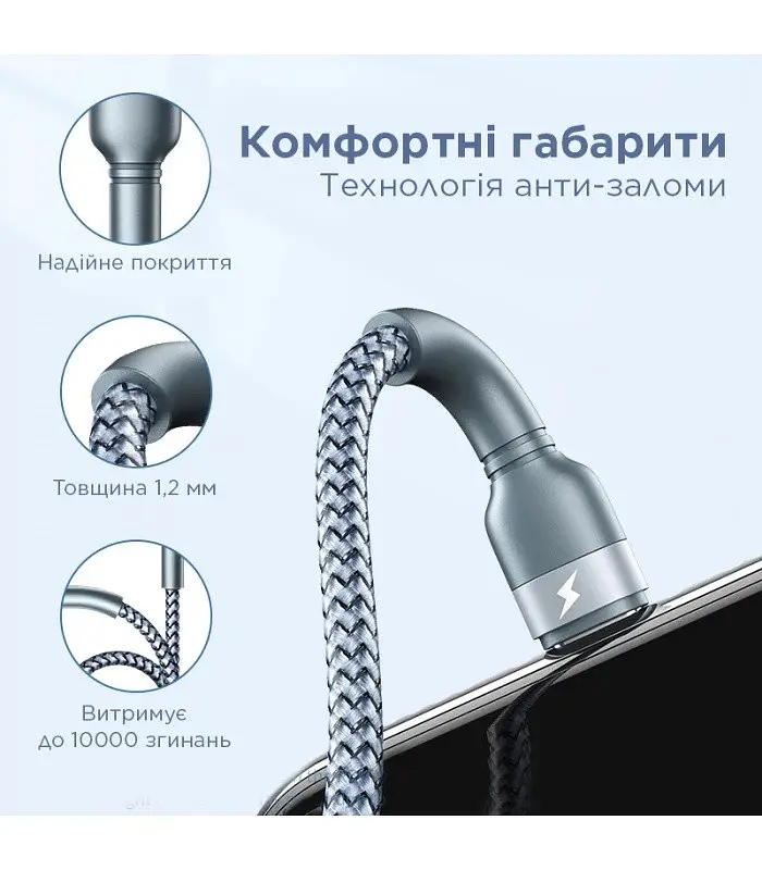 Кабель Remax Jany Series USB - micro USB, 1m Сріблястий (RC-124m) - фото 2