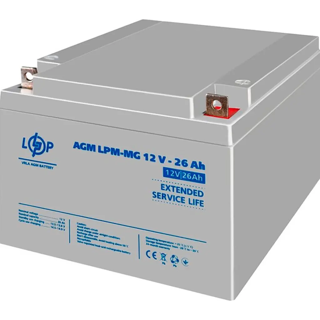 Акумулятор LogicPower AGM-MG 12V [12V/26Ah/312Wh] [6557] [109866] - фото 2
