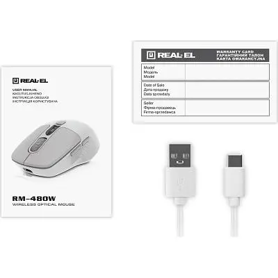 Комп'ютерна мишка Real-El RM-480W Wireless/Bluetooth White (EL123200050) - фото 6