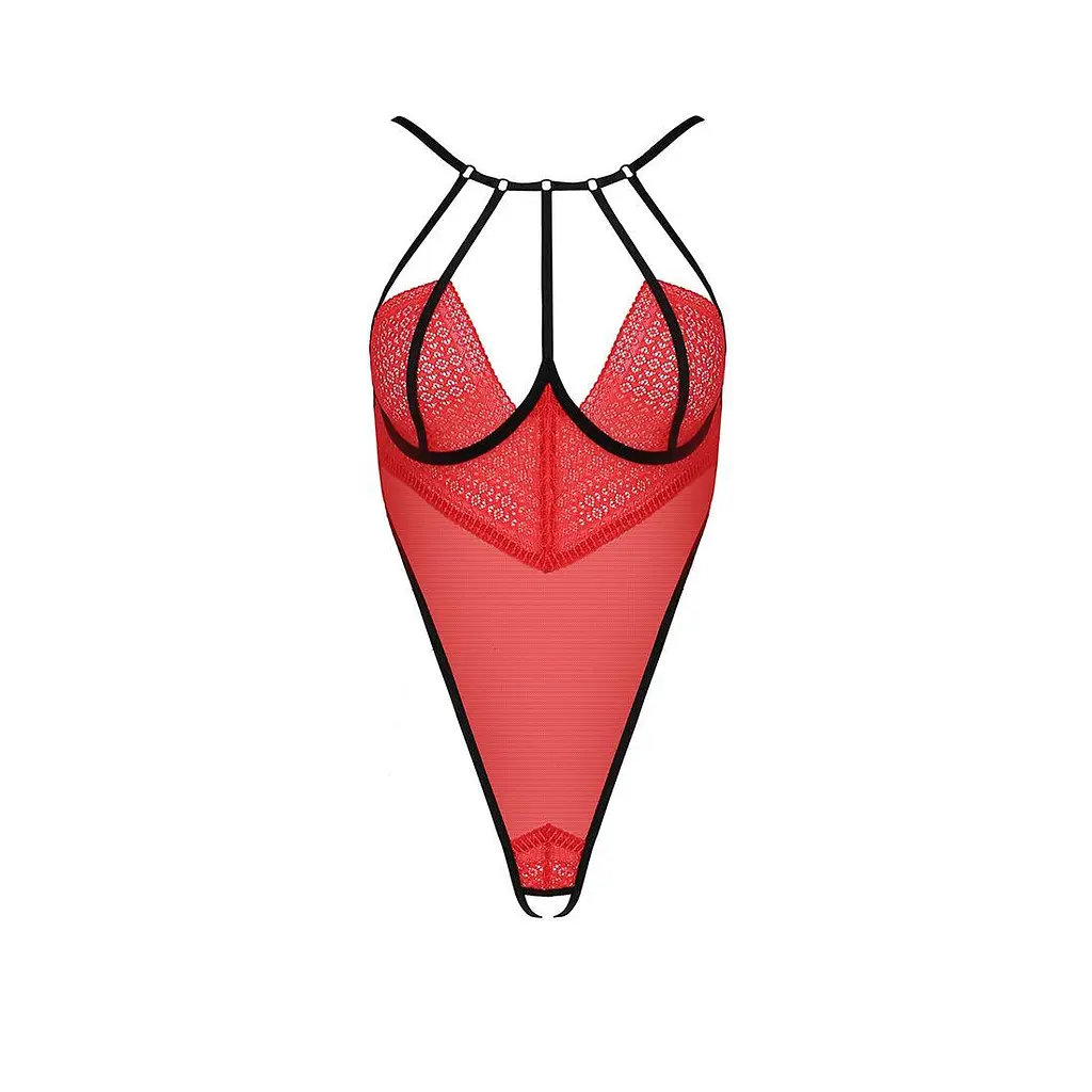 Боди с высоким вырезом бедра AKITA Body red - Passion Exclusive L/XL - фото 5