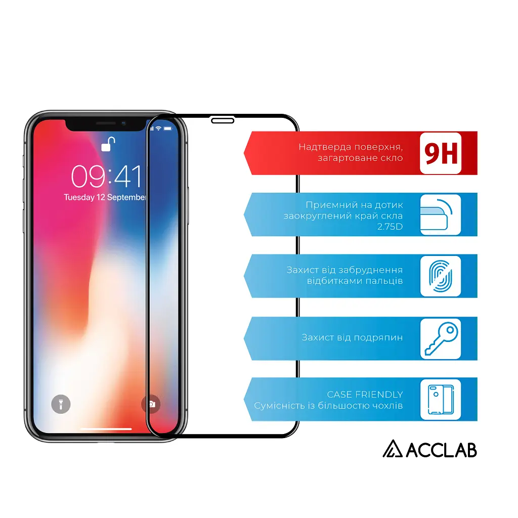 Стекло защитное ACCLAB Full Glue ESD Apple Iphone X/XS/11 Pro (1283126532139) - фото 2
