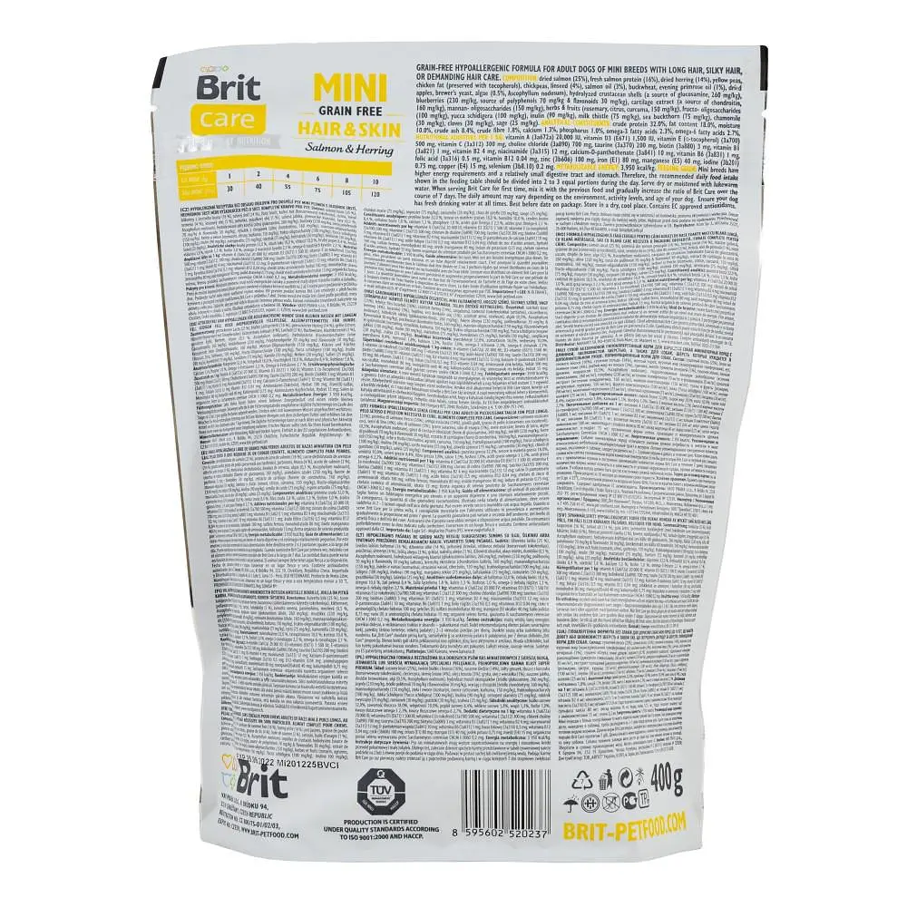 Сухой корм Brit Care GF Mini Hair&Skin 0.4 кг для собак миниатюрных пород (здоровая кожа и шерсть) - фото 3