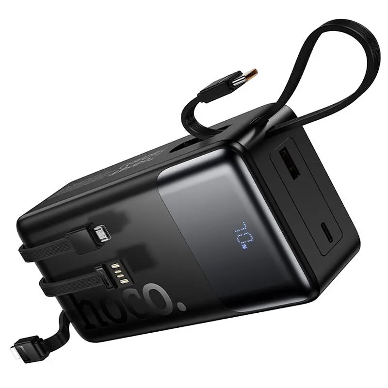 Портативний ЗП Power Bank Hoco J156B Founder 22.5W+PD20W with four cables 30000 mAh Black - фото 6