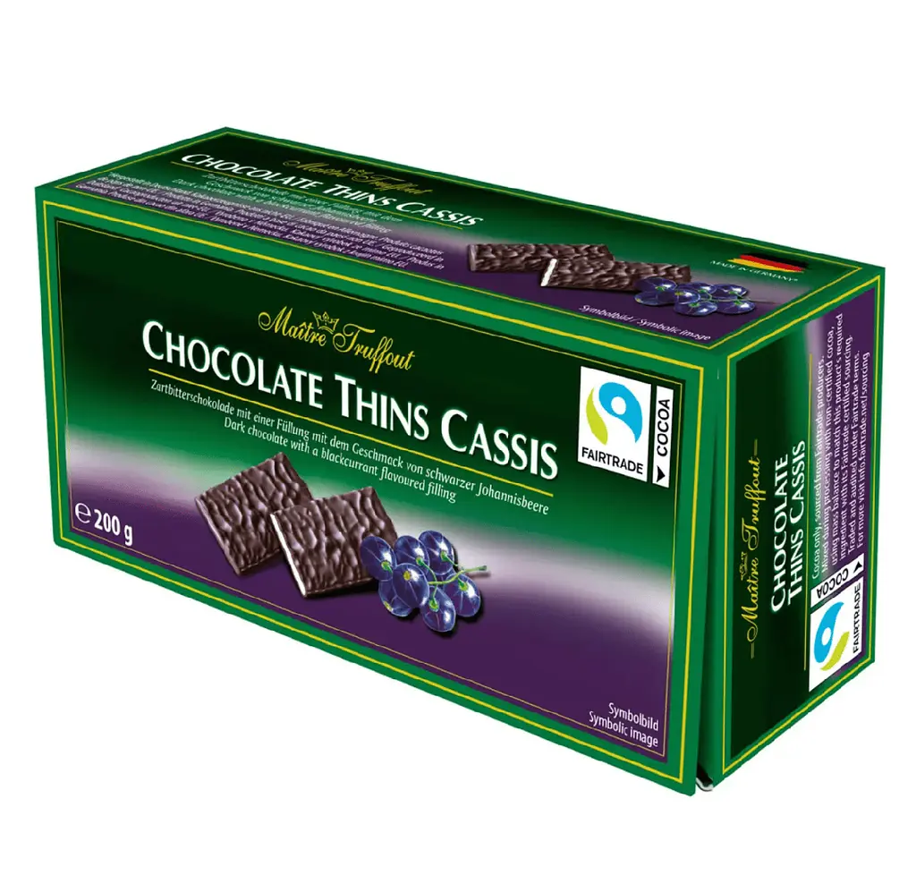 Шоколадні цукерки Maitre Truffout Chocolate Thins Cassis 200г - фото 5