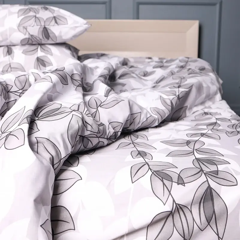 Наволочка MirSon Ranforce Elite 17-0695 Silver Foliage 40х40 см бело-серая (2200010452983) - фото 4