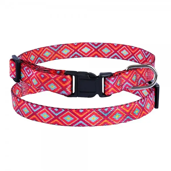 Нашийник для собак BronzeDog Urban застібка пластикова гуцульський червоний XS - фото 3