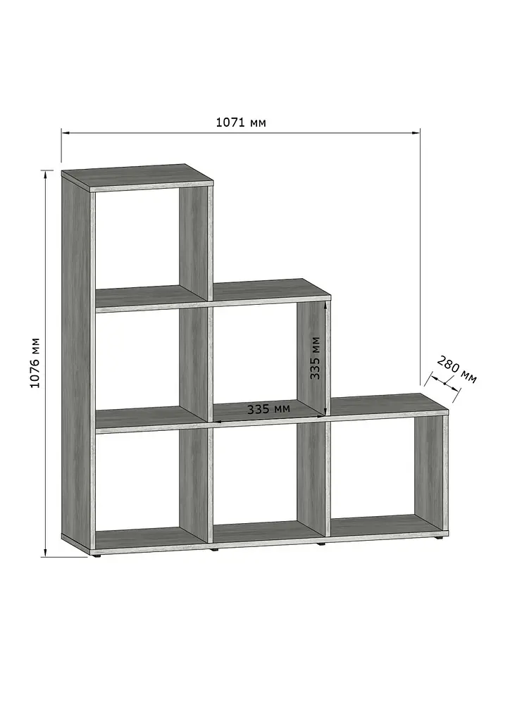 Стелаж для книг Moreli GT-39 Ш1071/В1076/Г280 мм Венге магія - фото 3