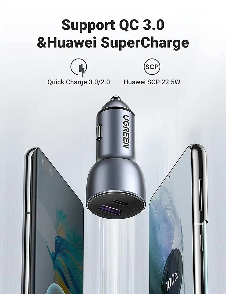 Автомобільний зарядний пристрій UGREEN CD213 42.5W Car Charger Alu Case Dark блакитний (60980) - фото 3