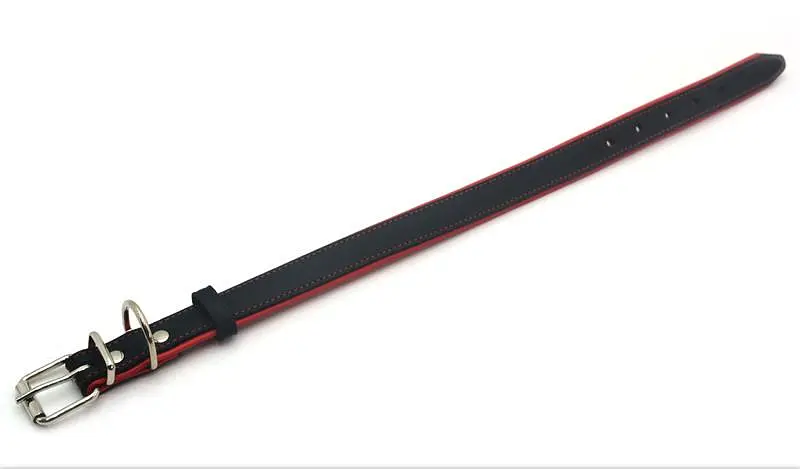 Нашийник для собак Zoo-hunt шкіряний подвійний ОД Soft чорний+червоний 2,5/36-46 см - фото 3