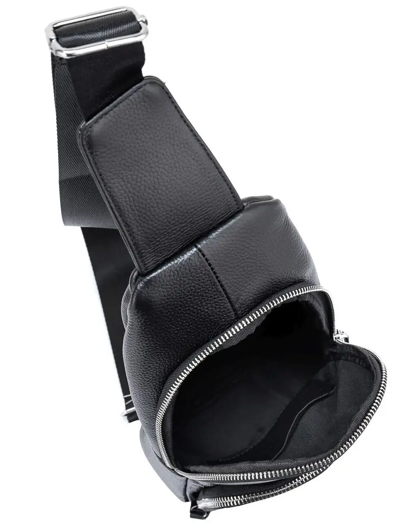Шкіряний чорний слінг через плече Tiding Bag A25F-5058A - фото 5