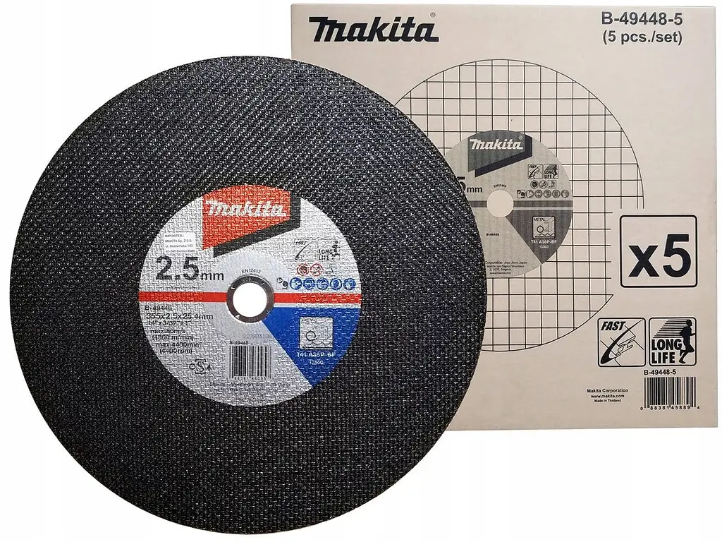 Набір дисків відрізних по металу 355 х 2.5 х 25.4 мм A36P-BF Makita B-49448-5 (5 шт)