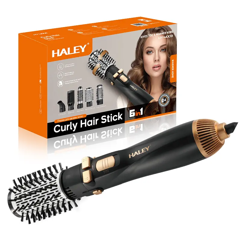 Багатофункціональний фен-браш HALEY / Стайлер для волос HY-4003 6в1 з керамічними покриттям - фото 7