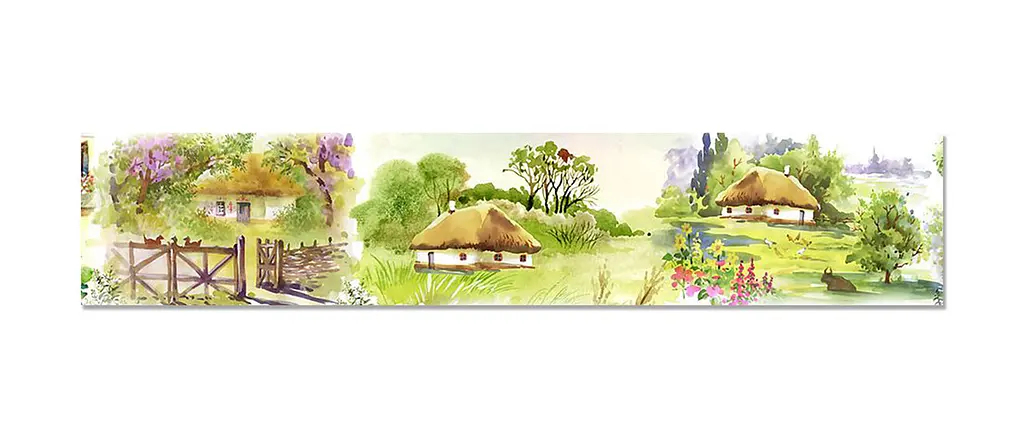 Вініловий кухонний фартух Шевченкова Хата наклейка кухні старе село Архітектура Зелений Happy Pocket Z181737 - фото 6