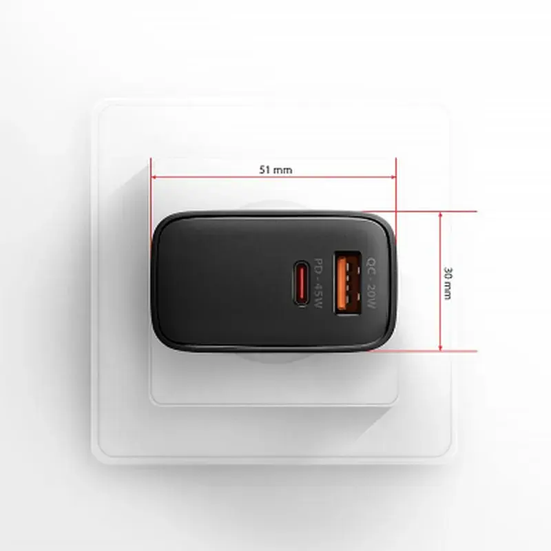 Зарядний пристрій AXAGON 1xUSB QC4.0 + 1xUSB-C PD45W PPS black (ACU-PQ45) - фото 9