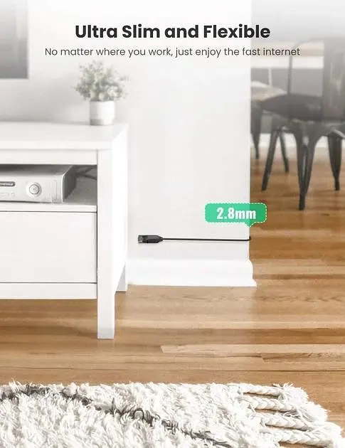 Патч корд Ugreen мережевий кабель 10 Гбіт \ Ethernet RJ45 Cat 6a круглий 0.5М Black (NW122) - фото 6