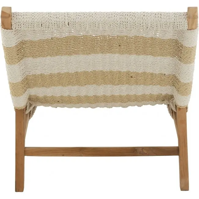 Шезлонг J-line з подушкою бежевий з білим (41519) - фото 3