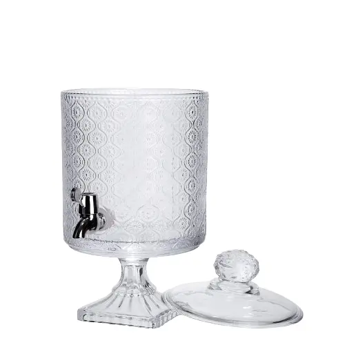 Лимонадница с краном на подставке стеклянная 4.5 л 39 см Прозрачный Yiwu HP-19-3045-7 - фото 4