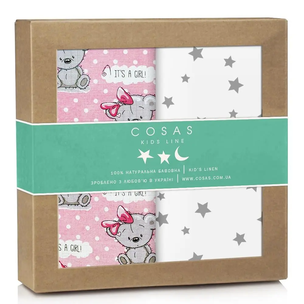 Багаторазові пелюшки дитячі GIRL BEAR CS1 2шт COSAS (4822052061329)