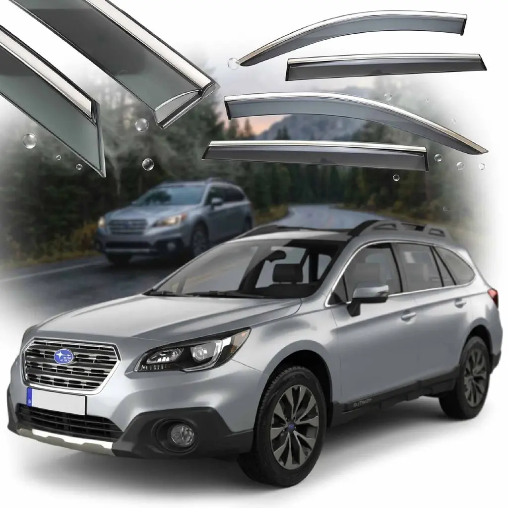 Дефлектори вікон вітровики Benke для Subaru Outback 2015- Хром Молдинг Із Нержавіючої Сталі 3D (BSROB1523-W/S) - фото 6
