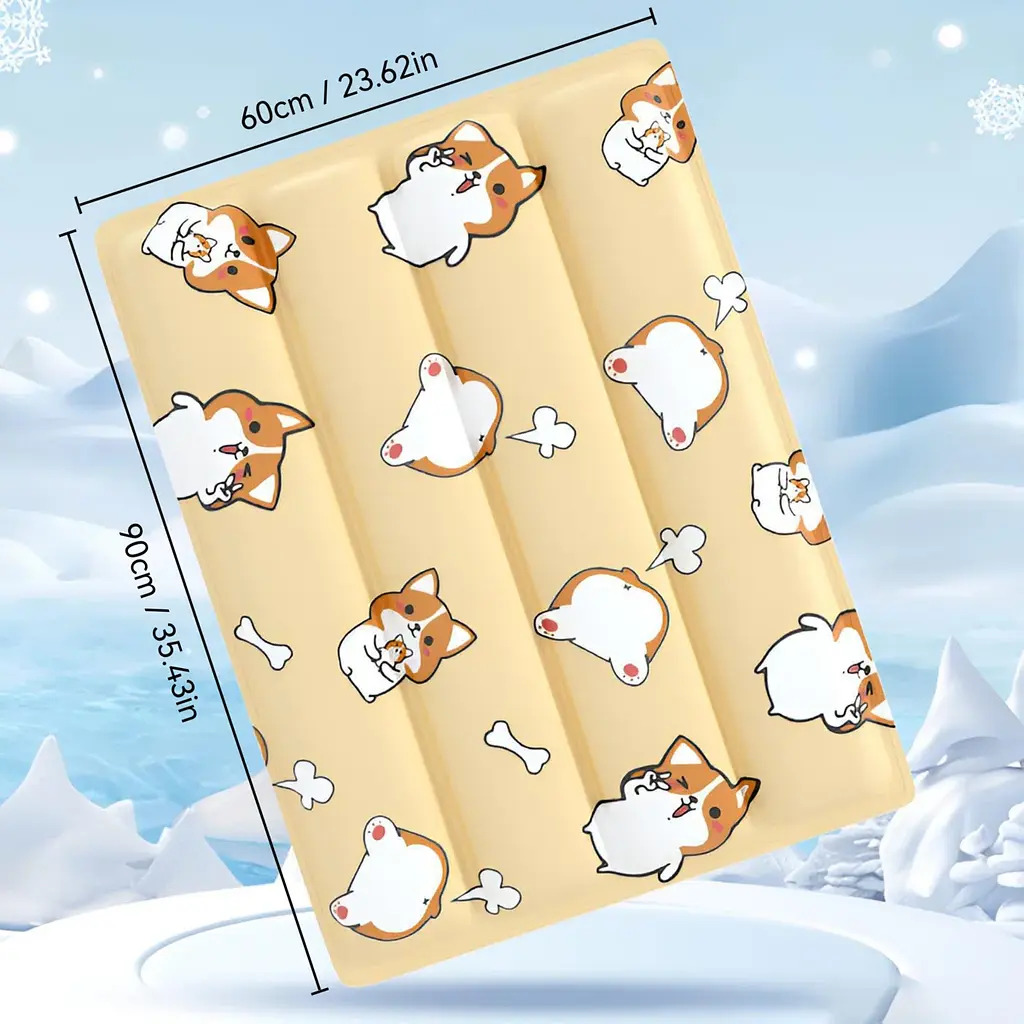Охолоджуючий килимок для собак та кішок GEL Material Summer Pet Cooling Mat Corgi Beige 60х90 см - фото 7