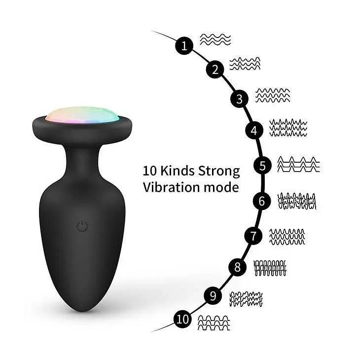 Анальная пробка с вибрацией и подсветкой 10X Light Up Rechargeable Anal Plug K000752 - фото 3