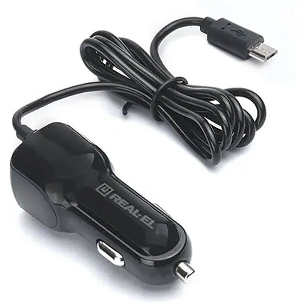 Автомобільний зарядний пристрій Real-El CA-15 (2USB, 2.1A) Black + кабель microUSB - фото 6