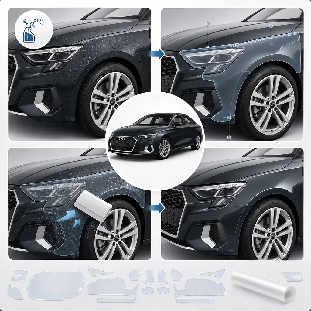 Антигравійна захисна бронеплівка за лекалами для Audi A3 8Y 2020-2024 - повний кузов - фото 2