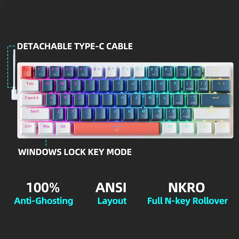 Ігрова механічна дротова клавіатура Machenike K500-B61 / Red Switch / Hot Swapping - фото 7