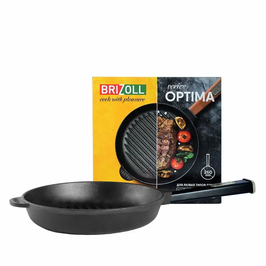 Сковорода-гриль чавунна Brizoll Optima O2640G 26 см - фото 9