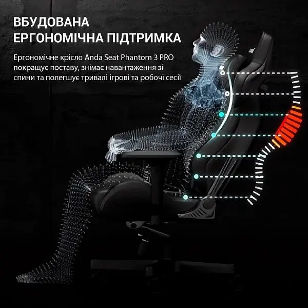 Крісло ігрове Anda Seat Phantom 3 Pro Size L Dark Gray Linen Fabric (AD18YC-06-GB-F) - фото 15