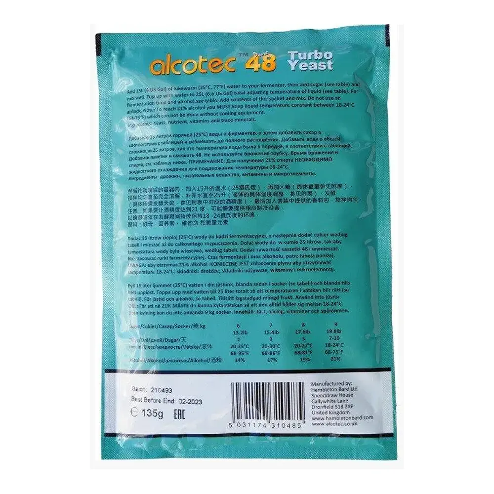 Дріжджі Alcotec Turbo Yeast Pure 48, 135 г - фото 2