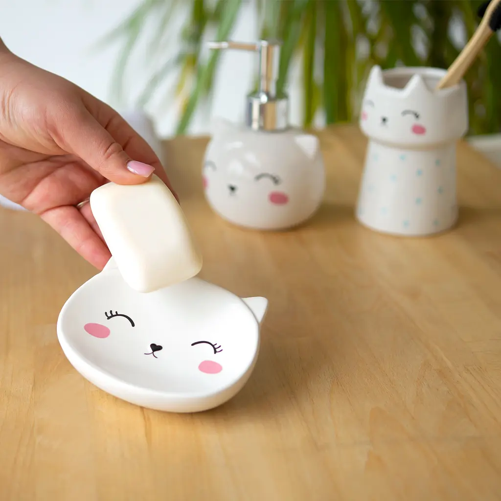 Мильниця МВМ My Home Cute cat, білий (BA-20 WHITE) - фото 3