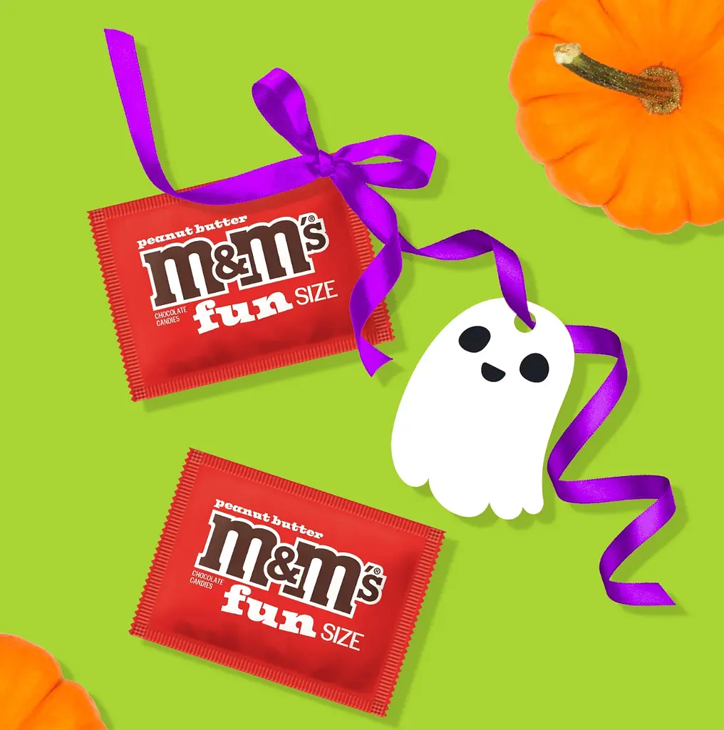Драже M&M's Fun Size Peanut Butter Milk Chocolate Halloween Candy 269г - фото 4