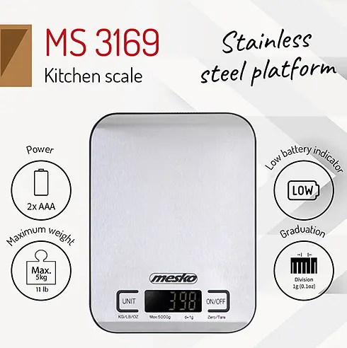 Весы кухонные Mesko MS 3169 black max 5 кг - фото 2