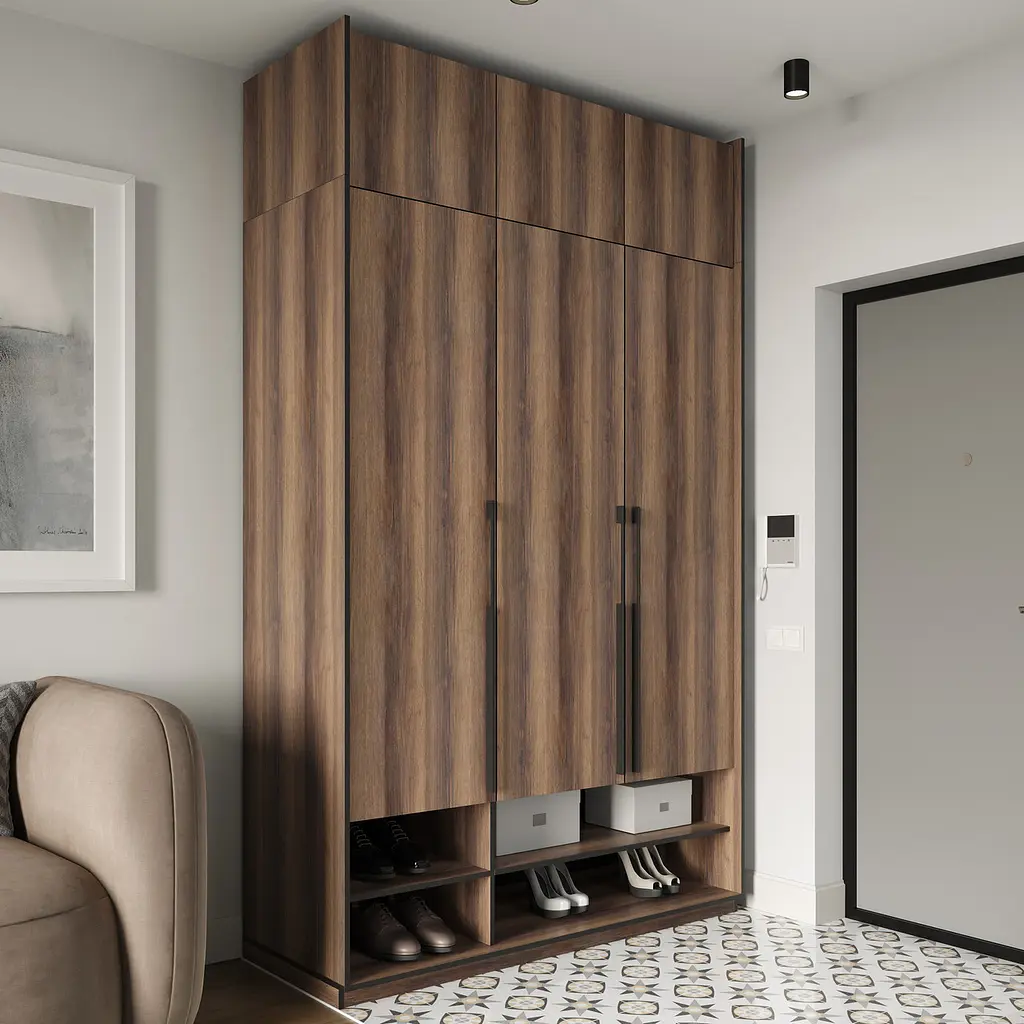 Шафа для одягу Flamecame з поличками та штангою на 3 двері у передпокій FR-06 Кверкус - фото 3