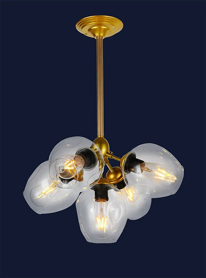 Люстра стельова Levistella 756LPR66005-5 GD+CL, E27, 5 ламп, золото, прозоре скло, сучасний стиль - фото 2