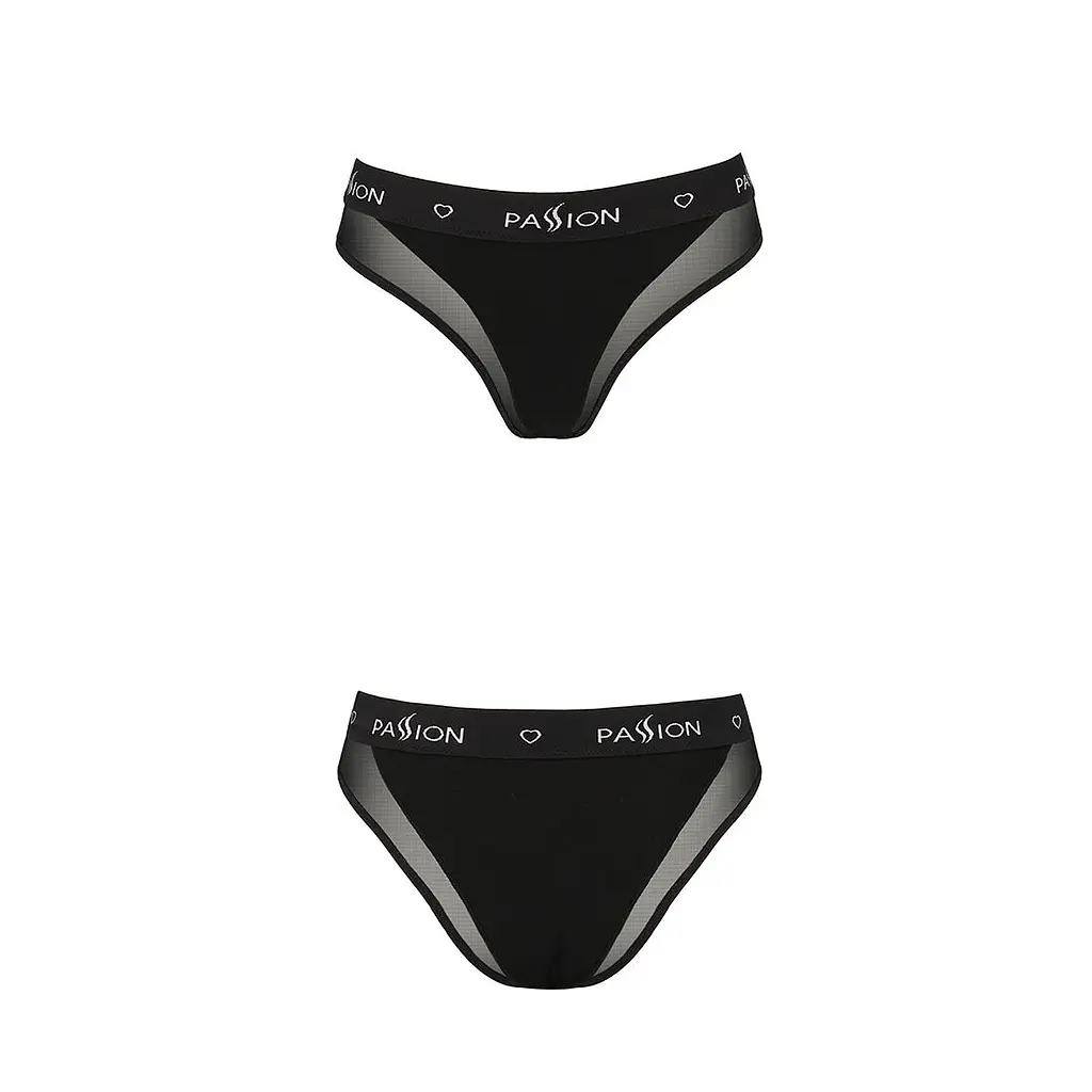 Трусики з прозорою вставкою Passion PS002 PANTIES XL, black - фото 5