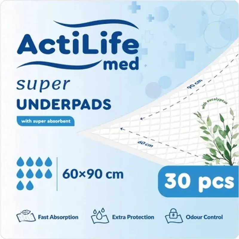 Пелюшки для малюків ActiLife Med Super 60 х 90, 30 шт (4820174981495)